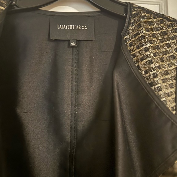 Lafayette 148 New York Black and Gold Textured Jacket - Picture 2 of 4